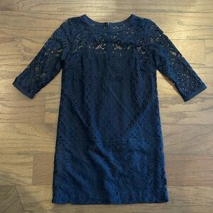 LOFT Petite Navy Lace Dress - Size 0P